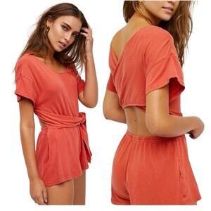 Free People Easy Street Wrapped Slub Jersey Short Romper XS